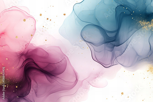 Abstract Fluid Art with Alcohol Ink in Vibrant Purple, Blue, and Gold Hues – Modern, Ethereal Designs for Backgrounds, Invitations, and Creative Projects