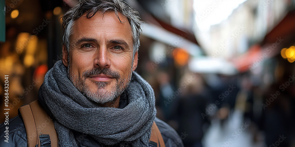 Portrait of an adult man on the street Portrait of an adult man on the street