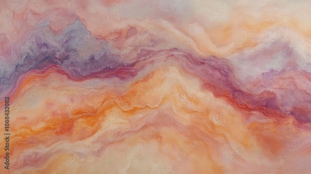Abstract Painting with Swirling Purple, Pink, and Orange Hues Abstract Painting with Swirling Purple, Pink, and Orange Hues