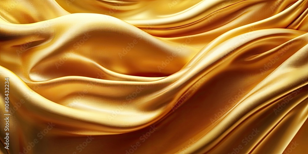 Background featuring luxurious golden silk fabric with flowing drapes adds an elegant touch and richness, showcasing the beauty of golden silk in a refined manner. Background featuring luxurious golden silk fabric with flowing drapes adds an elegant touch and richness, showcasing the beauty of golden silk in a refined manner.
