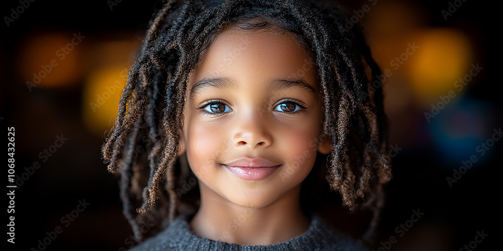 Portrait of a black school child looking into the camera Portrait of a black school child looking into the camera