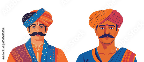 Rajasthani Man in Turban with Traditional Attire, Representing Indian Folk Art