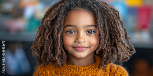 Portrait of a black school child looking into the camera