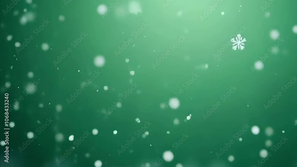 A Gentle Snowfall Over a Solid Green Background, With Soft, White Snowflakes Drifting Slowly A Gentle Snowfall Over a Solid Green Background, With Soft, White Snowflakes Drifting Slowly