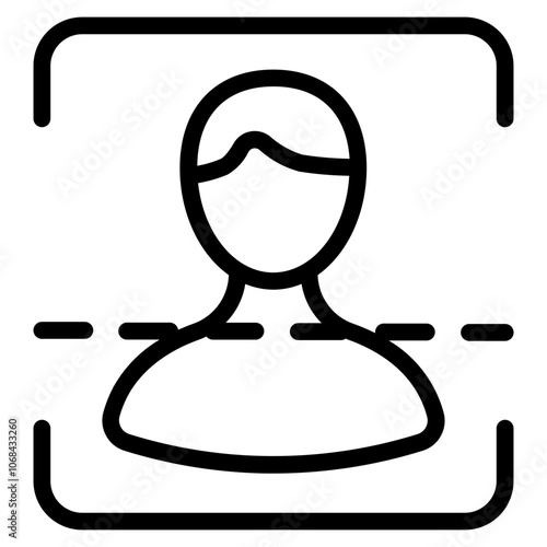 Face recognition Line Icon