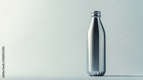 Portrait of a condensation vacuum insulated metal bottle on a white background, emphasizing the sleek design of the vacuum insulated metal bottle with ample copy space.