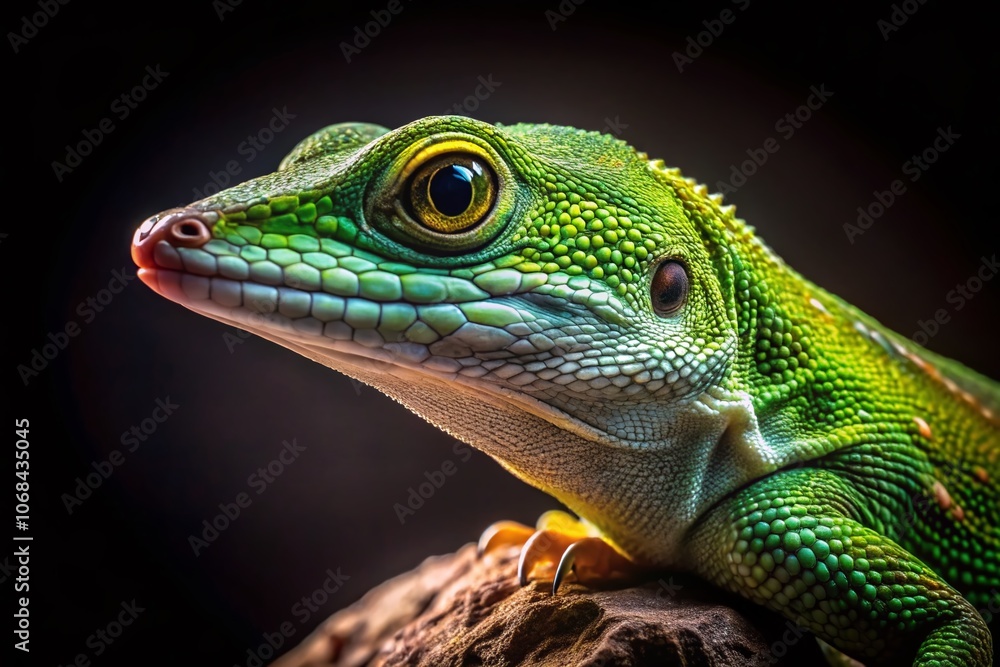 Obraz premium Stunning Knight Anole on a Dark Background with Copy Space Perfect for Nature and Wildlife Photography Projects