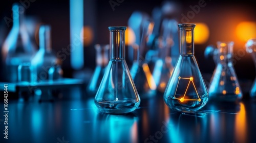 A Close-up View of Laboratory Equipment, displaying a Tidy Background with White Space, Accentuating the Magic and Danger Inherent in Nature's Scientific Exploration.