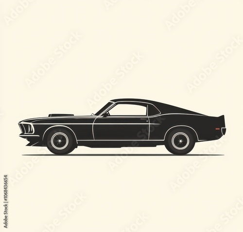 A black car with a white stripe on the side. The car is parked on a white background