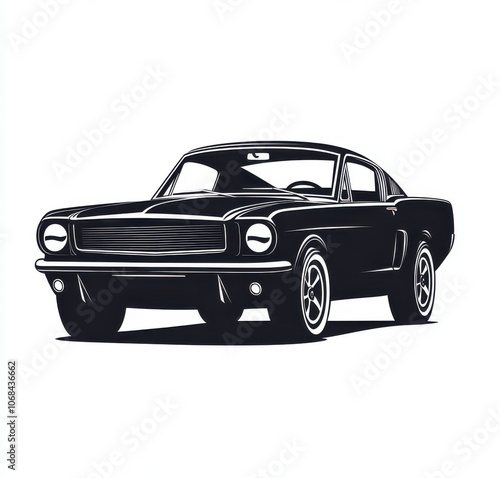 A black car with chrome trim and a chrome grille. The car is parked on a white background