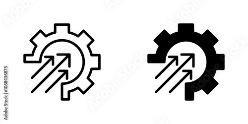 Efficiency icon set. outlined and solid filled versions.