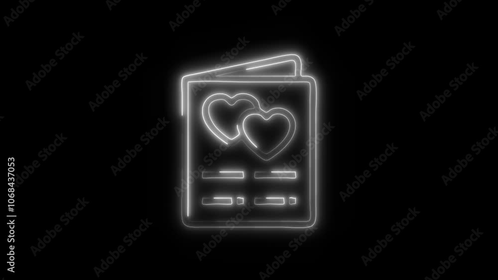 Glowing Wedding Card Icon and Symbol in HD Video Neon Animation on Black Background Glowing Wedding Card Icon and Symbol in HD Video Neon Animation on Black Background