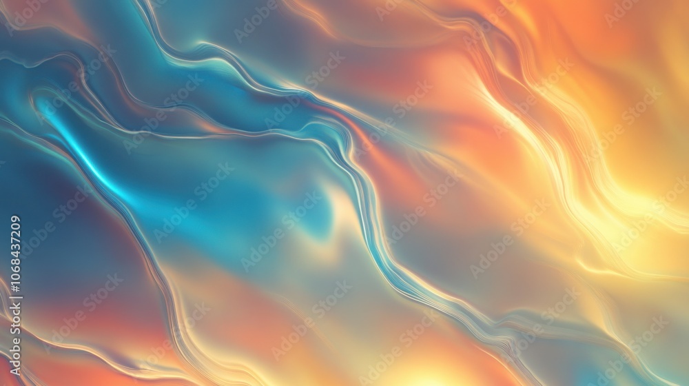 Obraz premium smooth liquid metallic waves, silk waves, gradient waves