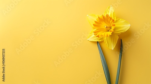 Wallpaper Mural A beautiful daffodil flower in full bloom against a solid yellow background. Torontodigital.ca