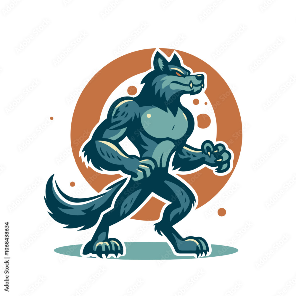 Fototapeta premium Werewolf mascot character isolated vector illustration