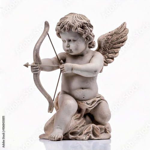 sclupture antique cupido isolated on white background studio shot photo