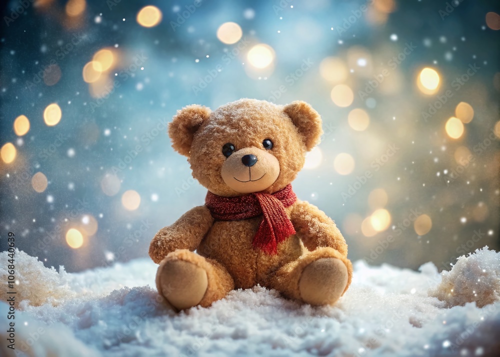 Cozy Teddy Bear in Winter Wonderland - Soft Plush Toy Surrounded by Snowflakes, Winter Scene, Adorable Stuffed Animal, Snowy Landscape, Holiday Cheer, Cute Decor, Child's Playmate Cozy Teddy Bear in Winter Wonderland - Soft Plush Toy Surrounded by Snowflakes, Winter Scene, Adorable Stuffed Animal, Snowy Landscape, Holiday Cheer, Cute Decor, Child's Playmate