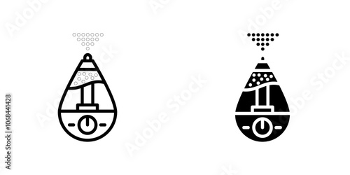 Humidifier icon set. outlined and solid filled versions.