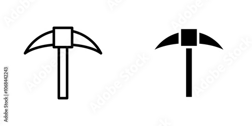 Pick axe icon set. outlined and solid filled versions. photo