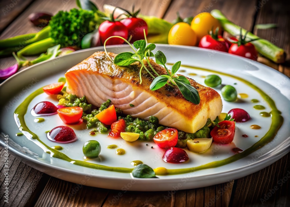 Culinary Symphony: Long Exposure of Salmon with Homemade Sauces, Vibrant Ingredients, and Artistic Presentation for Food Photography Enthusiasts Culinary Symphony: Long Exposure of Salmon with Homemade Sauces, Vibrant Ingredients, and Artistic Presentation for Food Photography Enthusiasts