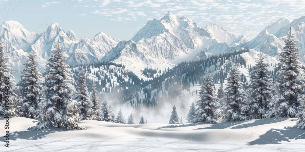 Winter Landscape with Mountains Winter Landscape with Mountains