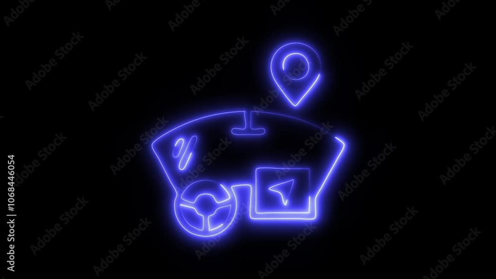 Glowing Driverless Icon and Symbol in HD Video Neon Animation on Black Background Glowing Driverless Icon and Symbol in HD Video Neon Animation on Black Background
