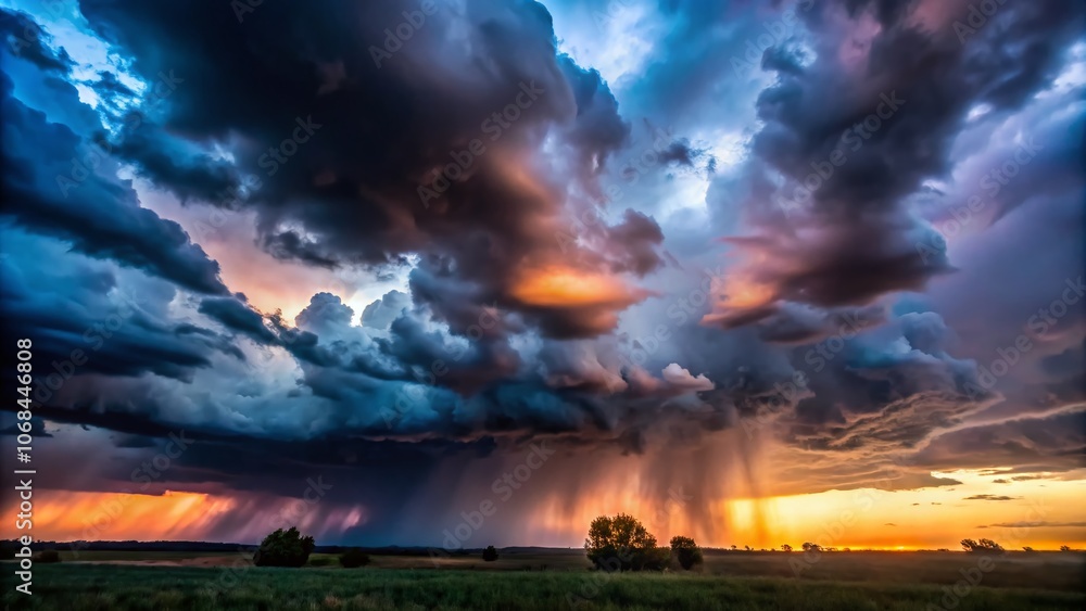 Obraz premium Dark Clouds Silhouette Photography on a Rainy Day - Vector Image of Wet Weather, Stormy Skies, Dramatic Atmosphere, Nature’s Beauty, Mood, and Canvas of Rainfall