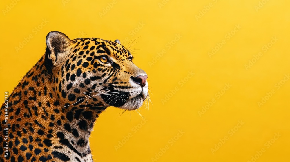 Obraz premium Close-up of leopard against yellow background