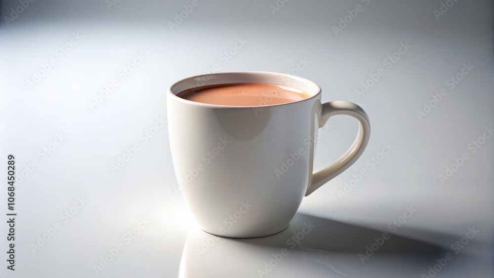 Elegant White Ceramic Mug Isolated on White Background Perfect for Coffee, Tea, and Other Beverages with Minimalist Aesthetic for Stock Photography Needs Elegant White Ceramic Mug Isolated on White Background Perfect for Coffee, Tea, and Other Beverages with Minimalist Aesthetic for Stock Photography Needs