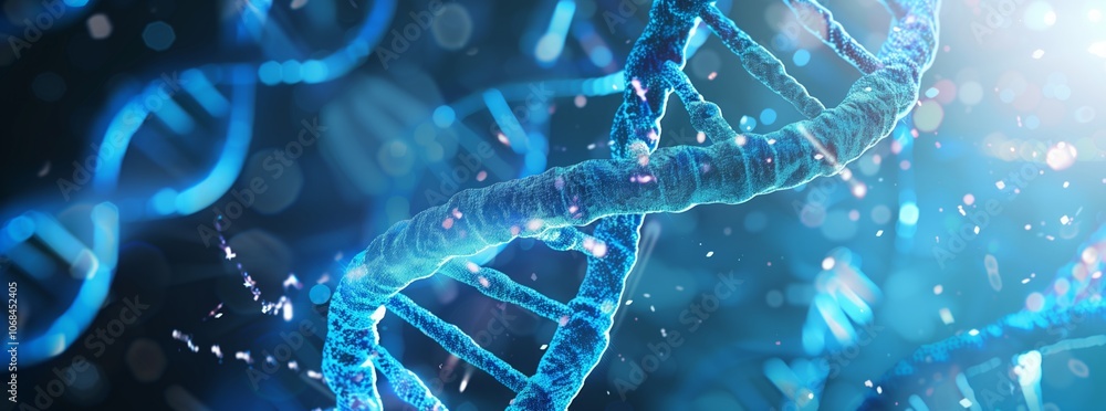DNA molecule, futuristic background, biotechnology science concept DNA molecule, futuristic background, biotechnology science concept