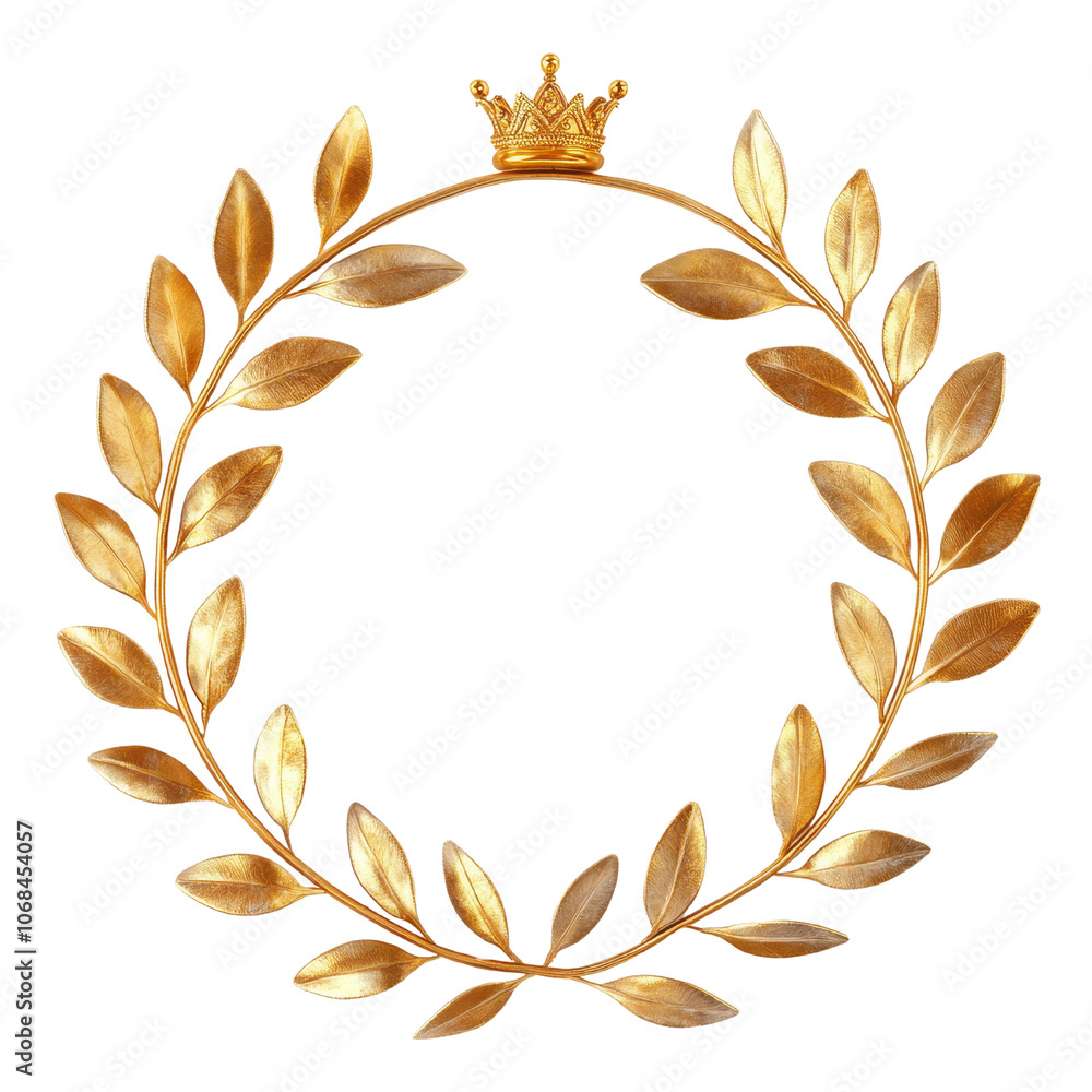 A golden laurel wreath with a crown, symbolizing victory, achievement, and honor. Ideal for awards or celebratory themes. A golden laurel wreath with a crown, symbolizing victory, achievement, and honor. Ideal for awards or celebratory themes.