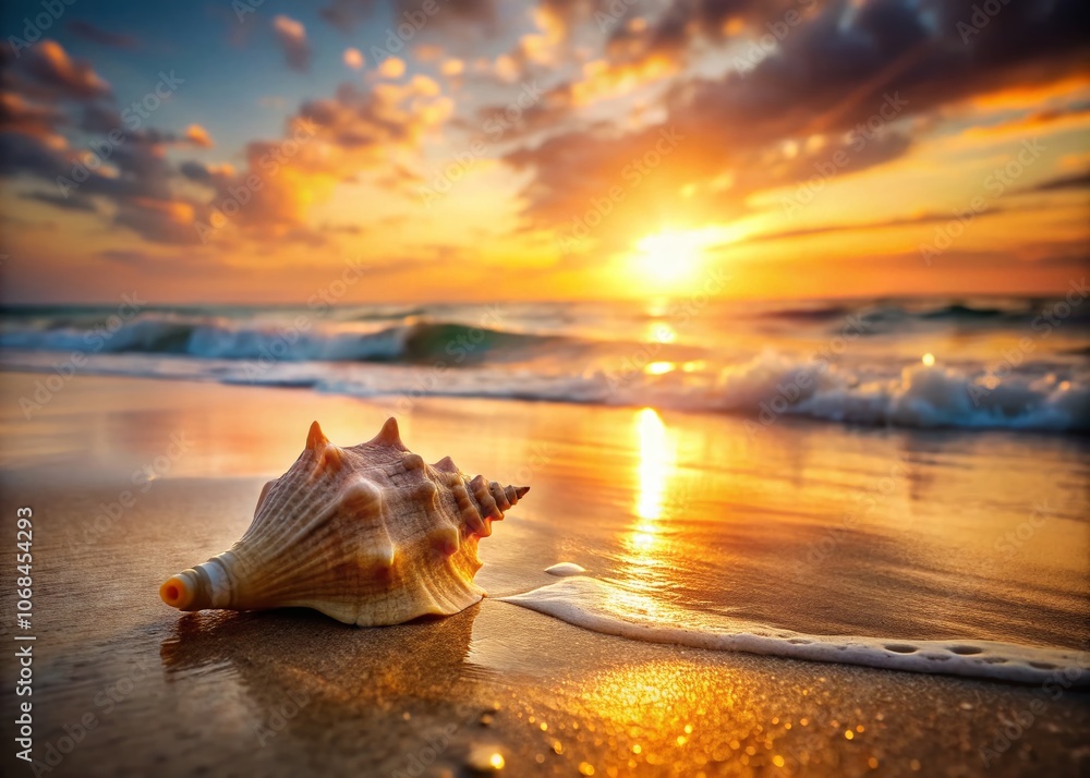 Tranquil Beach Scene Featuring a Delicate Sea Shell on the Shore with Soft Waves and Sandy Beach, Perfect for Nature Lovers and Beach Enthusiasts Seeking Natural Beauty Tranquil Beach Scene Featuring a Delicate Sea Shell on the Shore with Soft Waves and Sandy Beach, Perfect for Nature Lovers and Beach Enthusiasts Seeking Natural Beauty