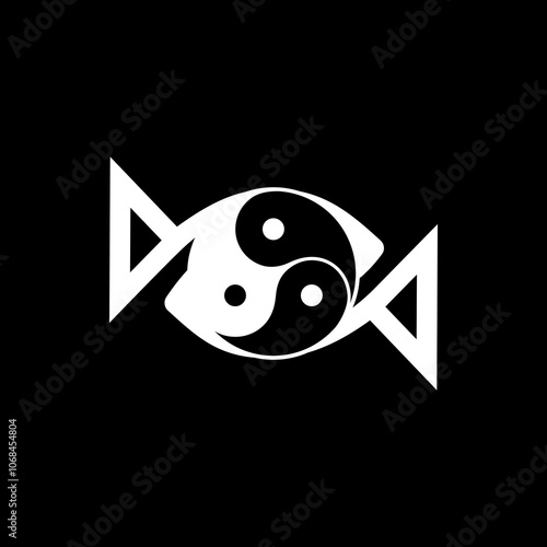 Logos are the fishes and yin yang. Outline and unique.