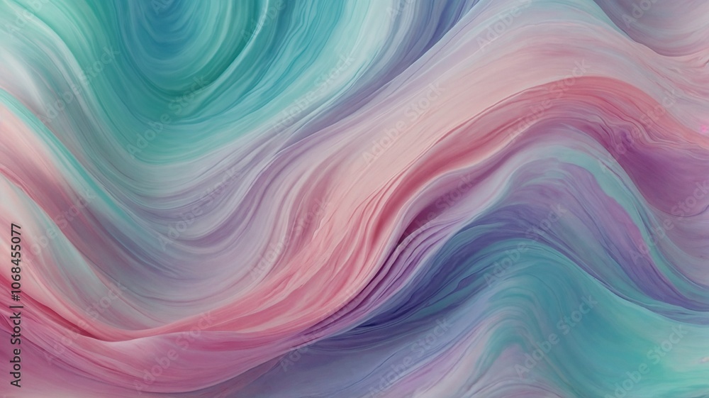 Obraz premium Abstract watercolor light background with soft waves, pink, turquoise, lavender.