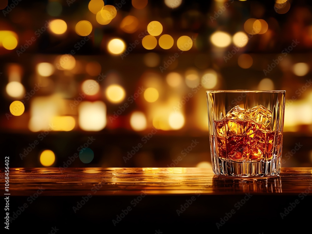Japanese whisky in a delicate tumbler on polished bar, warm amber tones, blurred spirits behind, soft light, sophisticated and elegant Japanese whisky in a delicate tumbler on polished bar, warm amber tones, blurred spirits behind, soft light, sophisticated and elegant