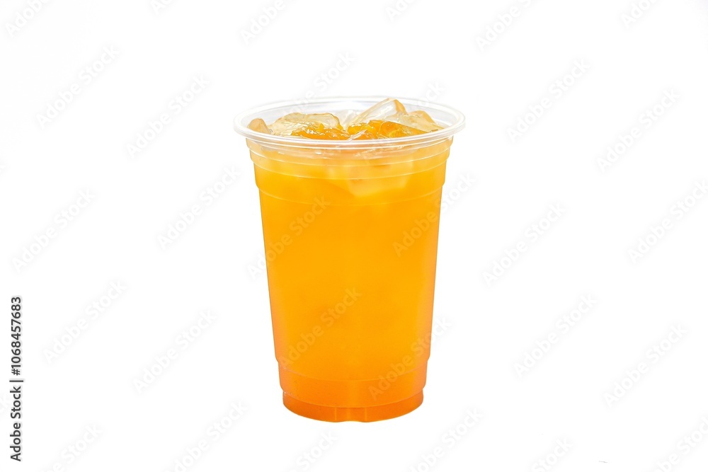 Pictures of ice orange juice serving on white background with isolated concept. Pictures of ice orange juice serving on white background with isolated concept.