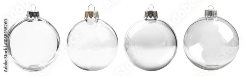 Glass Christmas bauble ornament png cut out element set photo