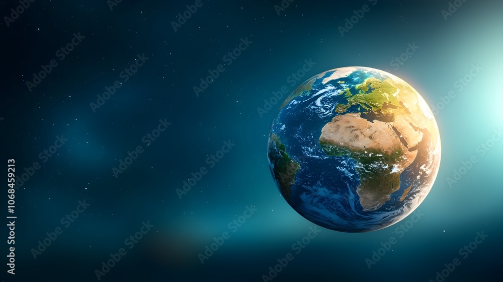 Fototapeta premium Glowing Planet Earth Seen From Space Highlighting the Beauty and Fragility of Our Global Environment and the Need for Sustainable Stewardship to Protect the World We Share