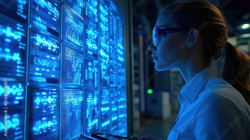 Female Entrepreneur Analyzing Data in Analytical Style Female Entrepreneur Analyzing Data in Analytical Style
