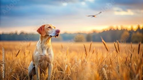 Hunting dog searching for birds in the field, Hunting, hunting dog, bird hunt, field, gun dog, retriever, outdoor photo