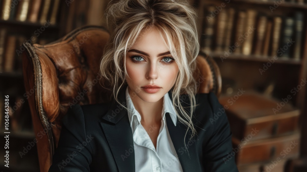 Confident Female Executive in Law Setting Confident Female Executive in Law Setting