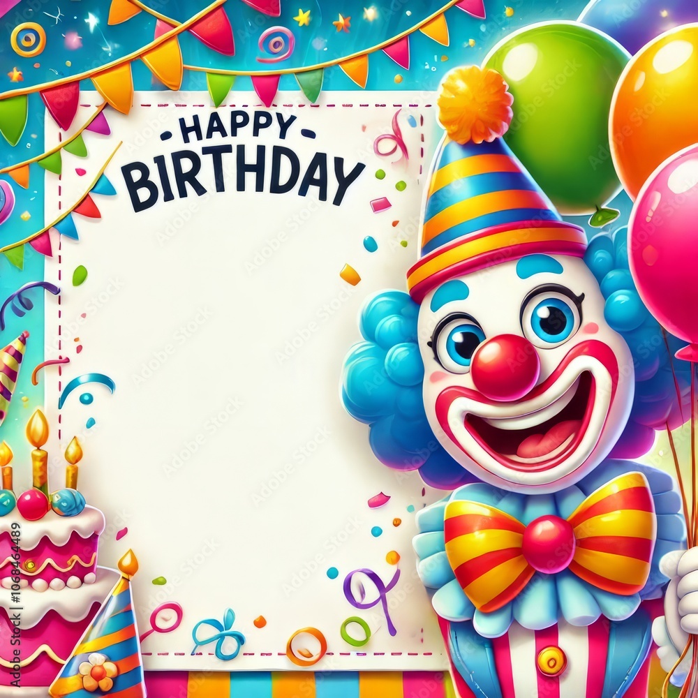 Postcard with a clown and a place for the text. Postcard with a clown and a place for the text.