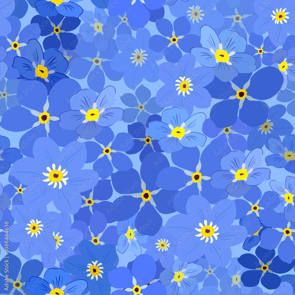 Φωτογραφία Seamless pattern with forget-me-nots on a blue background