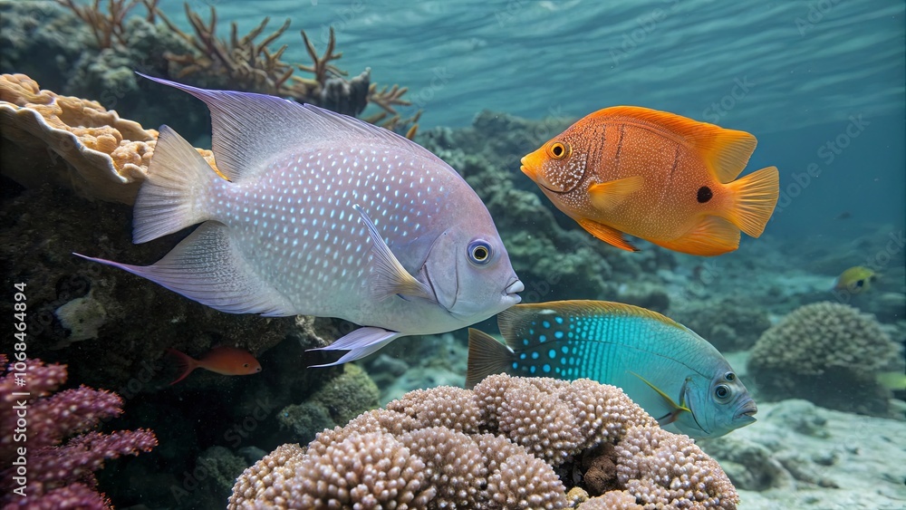Soft Lavender Angelfish with Blue Flecks Underwater Soft Lavender Angelfish with Blue Flecks Underwater