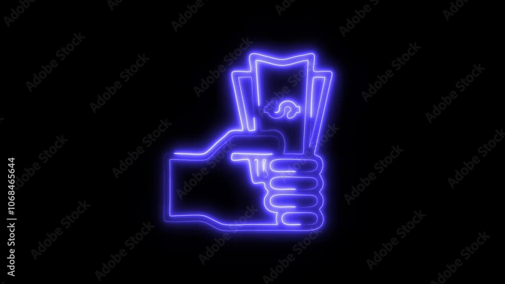 Glowing Holding Icon and Symbol in HD Video Neon Animation on Black Background Glowing Holding Icon and Symbol in HD Video Neon Animation on Black Background