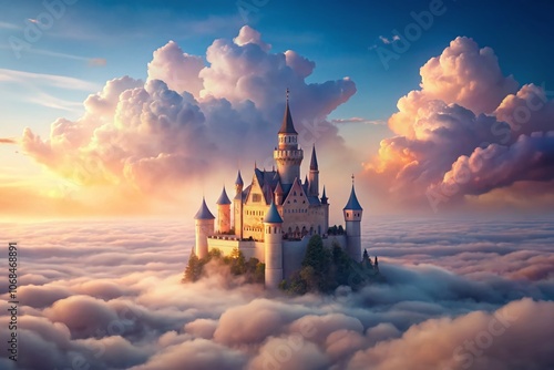 Ethereal Minimalist Castle in the Sky 