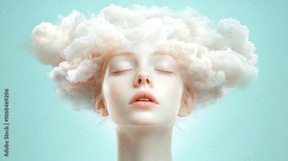 Explore the dreamy intersection of art and emotion with a cloud-inspired portrait Explore the dreamy intersection of art and emotion with a cloud-inspired portrait