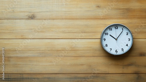 Wallpaper Mural Wall clock on wooden panels, showing 2:50 Torontodigital.ca