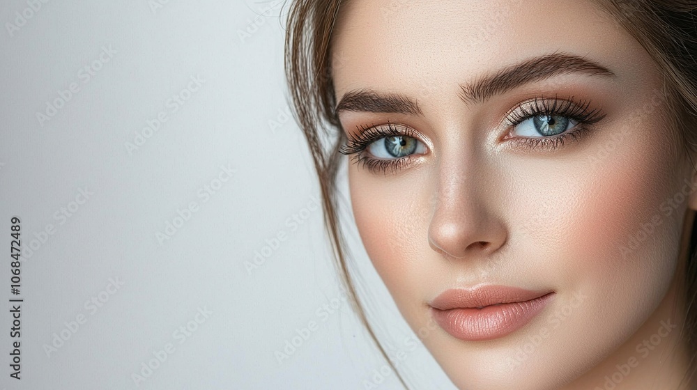 Close-Up Portrait of a Woman Showcasing Eye Makeup Close-Up Portrait of a Woman Showcasing Eye Makeup