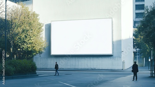 Fototapeta Naklejka Na Ścianę i Meble -  Billboard on the background of a grey wall on the city street, Ooh white advertising banner Mockup 4k Resolution